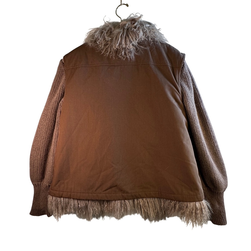 Vtg Mongolian Lamb Fur Convertible Vest Jacket Reversible Penny Lane Luxe Glam M - Picture 15 of 16